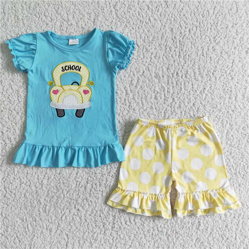 SALES  NEW Baby girls back to school bus shorts sets