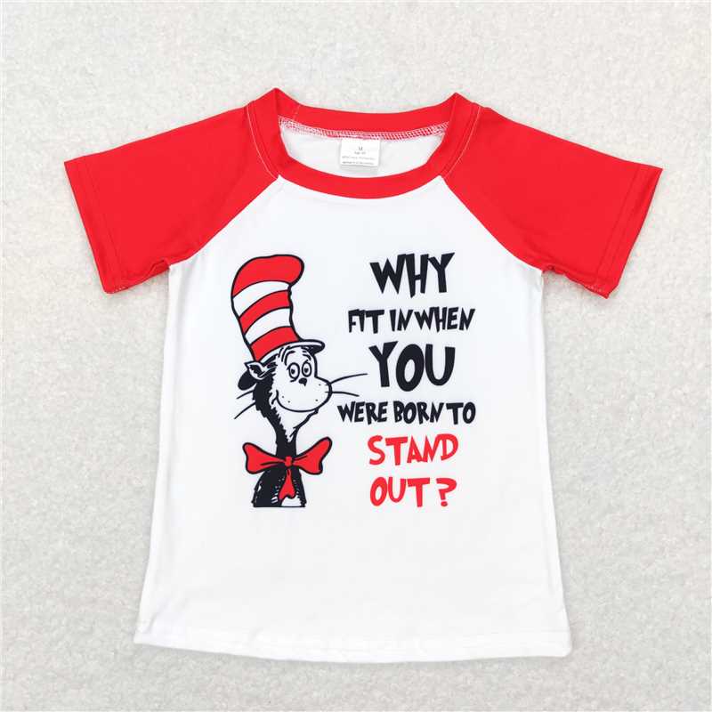 RTS NO MOQ Baby Boys dr seuss shorts Sleeve tops