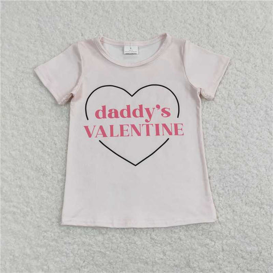SALES NEW Baby Girls Pink Short Sleeve Tee Shirt Daddy's Valentine Heart Design Baby Tops for Girls