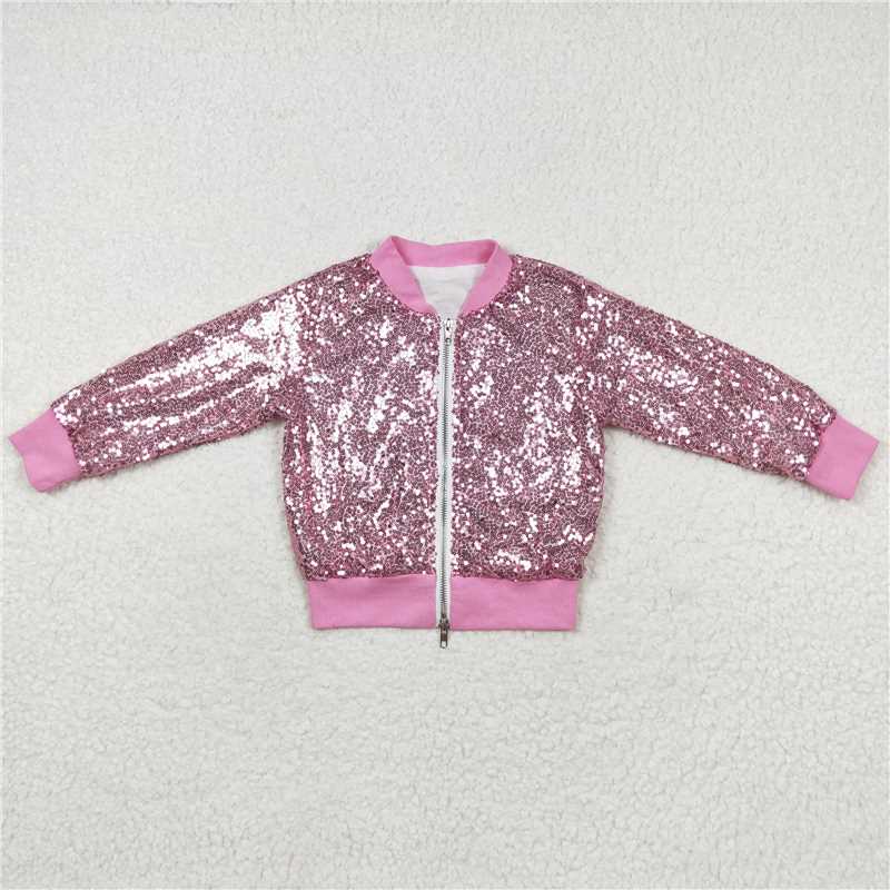 RTS NO MOQ Sibling baby boy clothes Sequined Zipper Long Sleeve Jackets