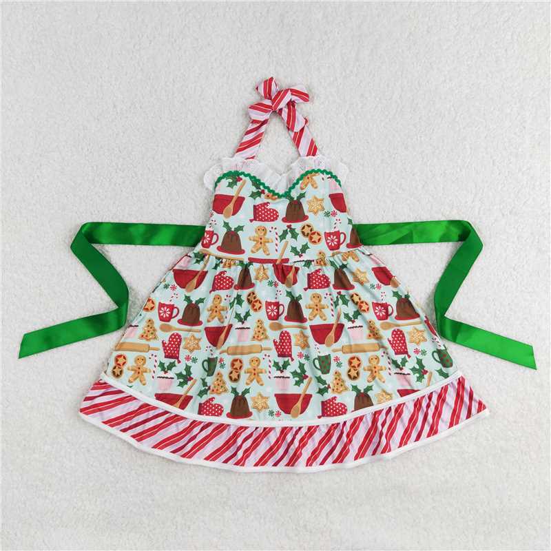 RTS NO MOQ GSD1344 GSD1345 Slip Dress: Santa & Cookie Bear Pattern