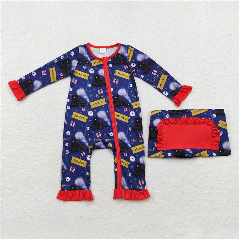 RTS NO MOQ GLP1281 believe embroidered bell lace navy blue long-sleeved trousers pajamas set
