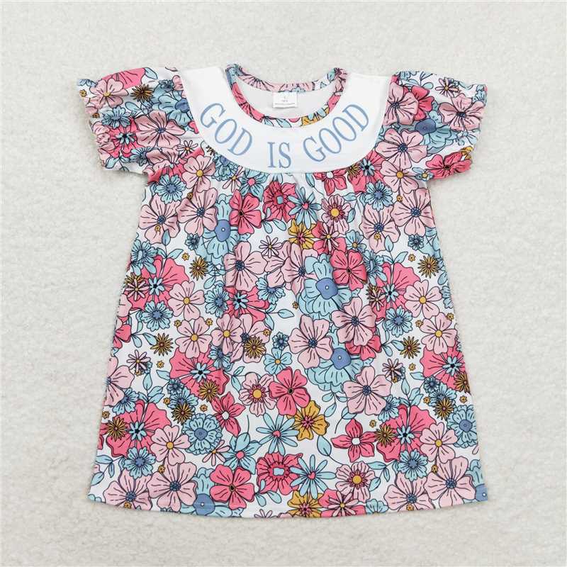 RTS NO MOQ Sibling baby Girls clothes Sky Blue Short Sleeve Dress and dress