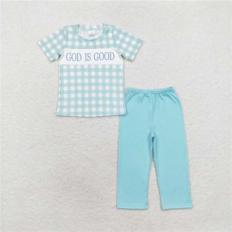 RTS NO MOQ Sibling baby Boys clothes Sky Blue Short Sleeve Pants Set & Climbing Suit