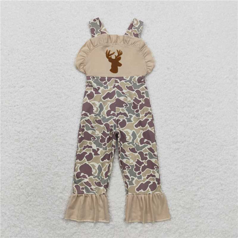 RTS NO MOQ Sibling baby girls boys clothes embroidery deer head Christmas long-sleeved suits and jumpsuits