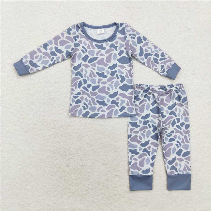 RTS NO MOQ eta 5-7days BSSO0605 Camouflage Grey Short Sleeve Shorts Pajama Set