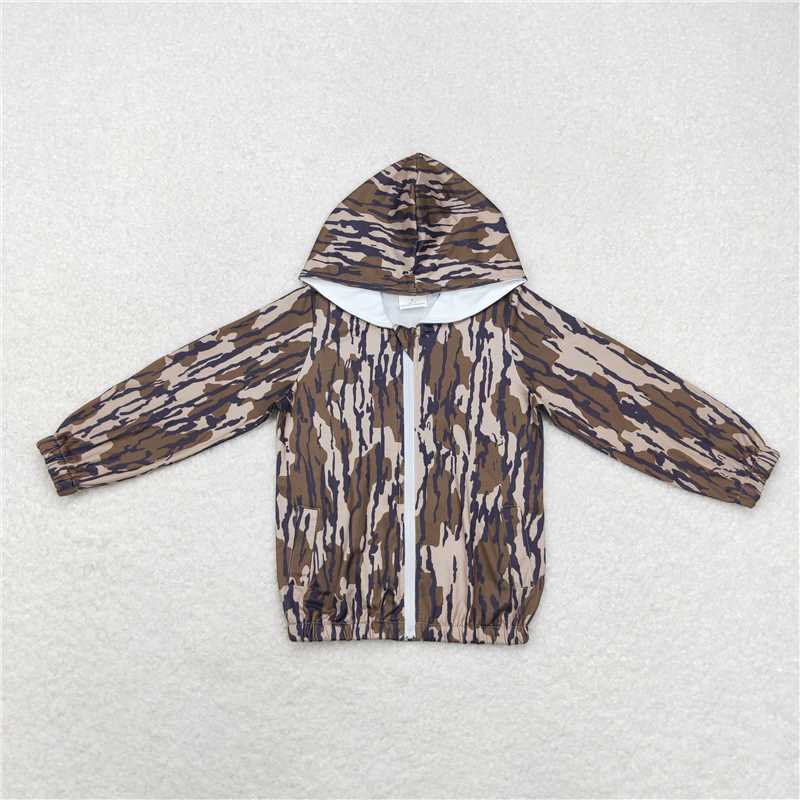 RTS NO MOQ Sibling baby boy clothes Camouflage Zip-Up Hooded Jacket: Purple & Brown