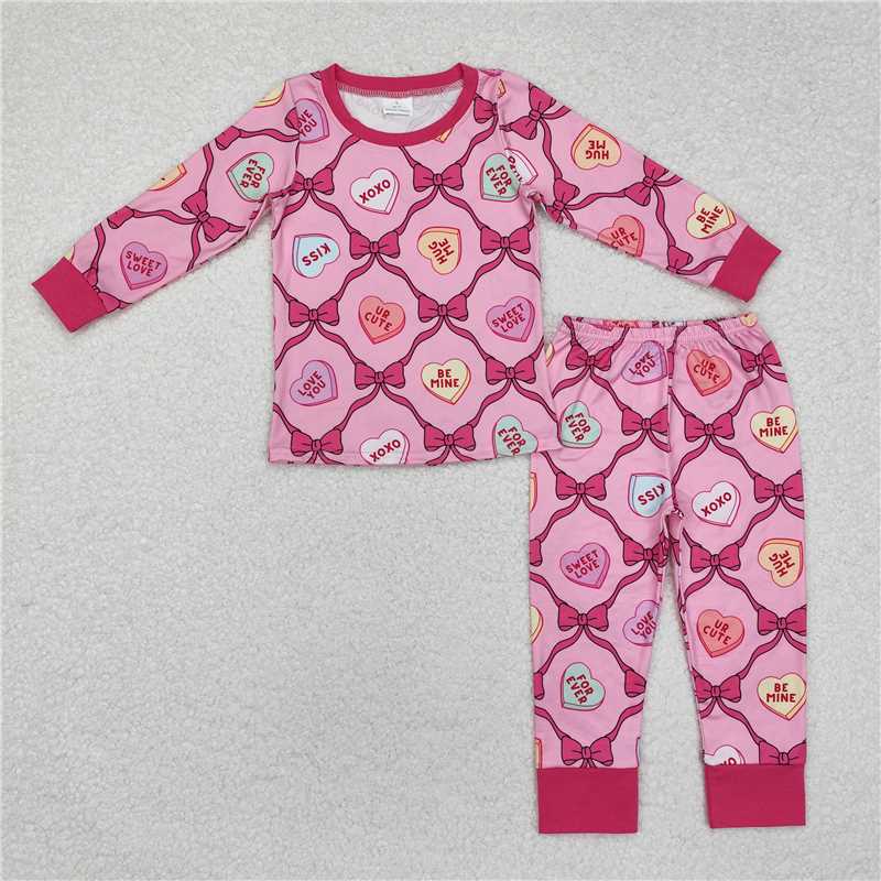 RTS NO MOQ Sibling Baby girls Clothes Valentine long-sleeved pants sets
