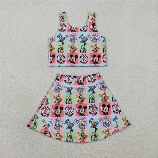Cute Clothes Sibling Baby Girls Sleeveless Top Skort Yoga Sets