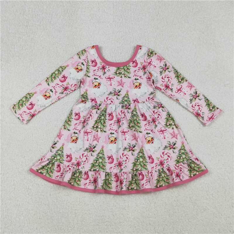 12/18m-7/8t RTS NO MOQ Sibling baby girl clothes Christmas trees long sleeve dresses