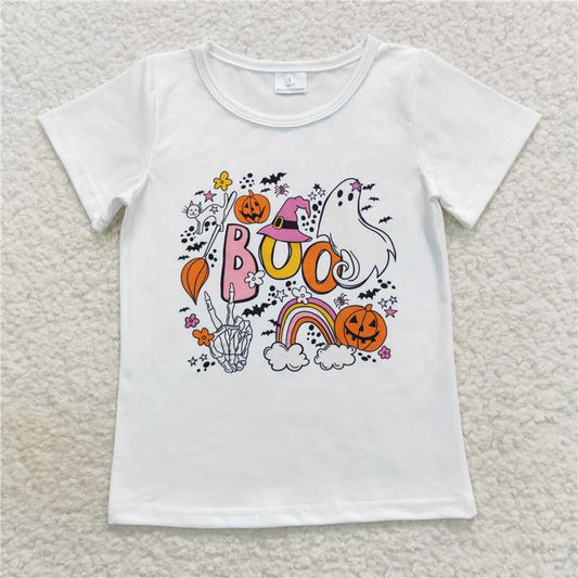 SALES NEW Baby Girls Halloween Rainbow 'Boo' Short Sleeve Shirt Cute Toddler Tops Kids' Festive Clothing