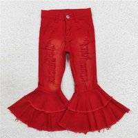 RTS NO MOQ Sibling Baby Girls July 4th Bell Bottom Denim Pants Jeans