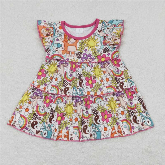 SALES NEW Baby Girls Dog Print Pink Flutter Sleeve Tunic Tops Infant Clothing Soft Cotton Kids Outfits for Girls