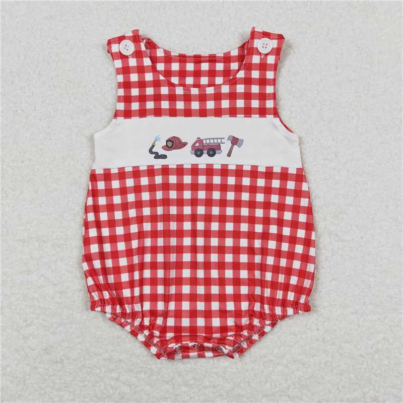 RTS	  Fire Engine Red and White Plaid Lace Slip Dress Sibling Sister Clothes