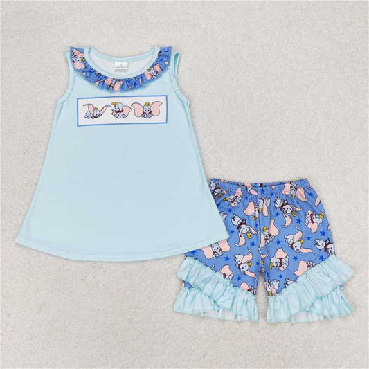 Cute Clothes GSSO1203  blue  sleeveless shorts suit