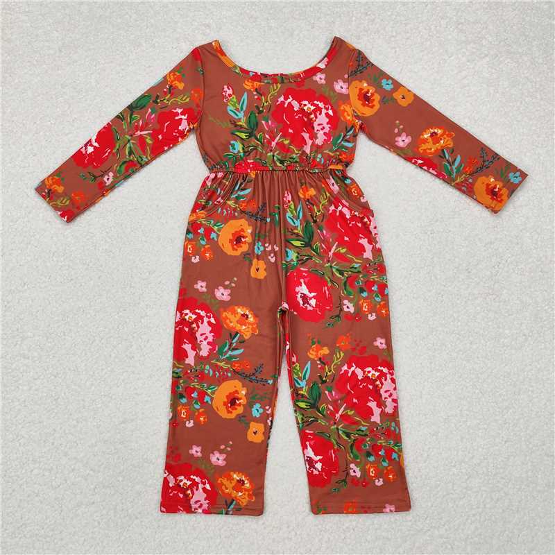 RTS Boys and girls clothes floral long Sleeve jumpsuit