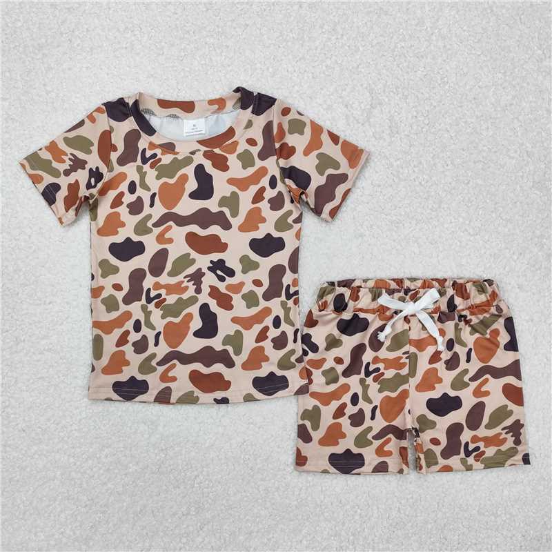 RTS no moq Sibling baby Boys and girls camouflage Short Sleeve Shorts sets