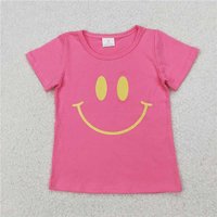 RTS NO MOQ Sibling Baby Girls  Sleeves Vinyl Smile Shirts Tops
