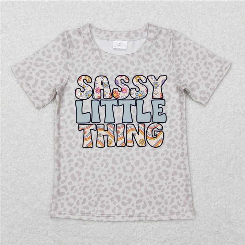 SALES NEW Baby Girls Grey Leopard Print Easter Short Sleeve Tee Shirt Cute And Fashionable Tops for Little Ones