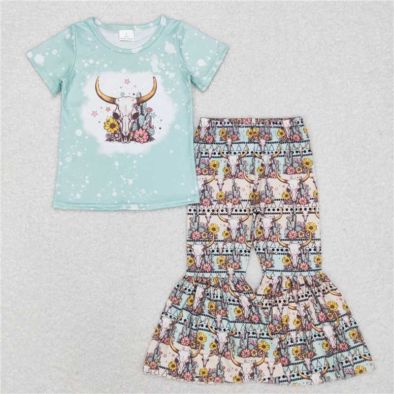 RTS NO MOQ Sibling baby Girls clothes western short sleeve pants Sets