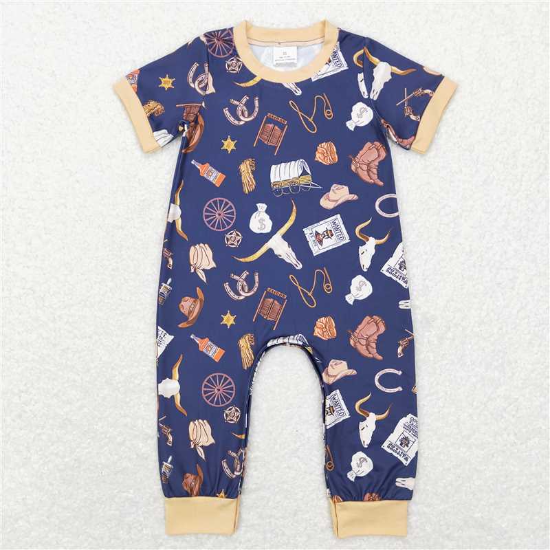 SALES  NEW  Sibling Baby Girls Boys Western Cow Short Sleeve Rompers