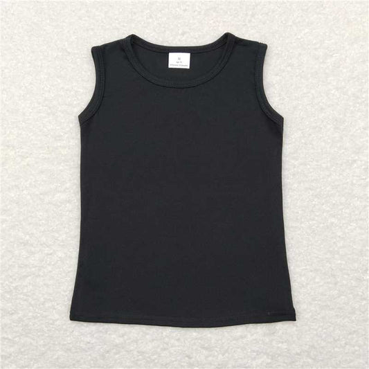 SALES NEW Baby Girls Black Cotton Sleeveless Tank Top Children's Clothing Toddler Girls Black Cotton Tee Shirts Baby Girls Fashion