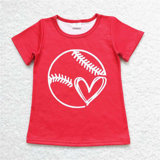 SALES NEW Baby Girls Red Short Sleeve Tee Shirts Tops Baseball Theme Comfortable Cotton Kids' Clothing for Girls