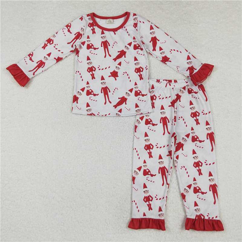 RTS NO MOQ Baby kid Christmas hat figurine red long-sleeved trousers suit & romper