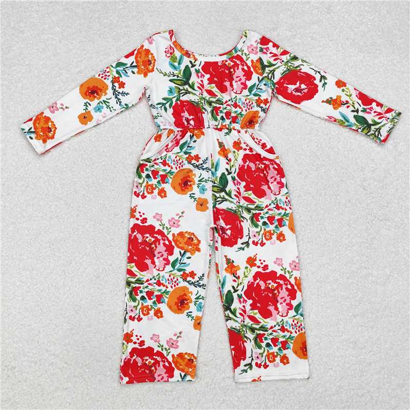 RTS NO MOQ Floral Waist Pocket Long Sleeve Bodysuit