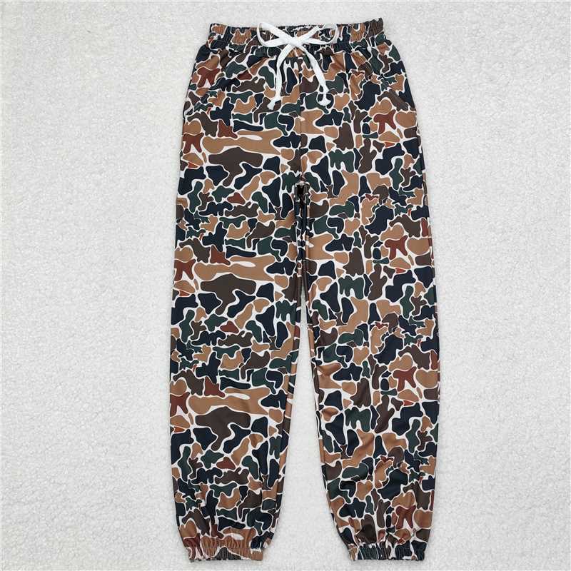 RTS NO MOQ Sibling cotton Adult To Match Kids High Neck Light Pink Mock Neck Long Sleeve Top Wide Leg Pants Set Camo Pant