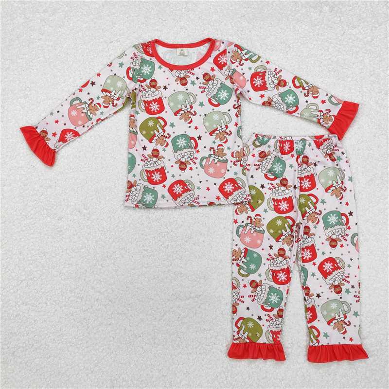 RTS NO MOQ Baby Girl Christmas Cup Gingerbread Knee-Length Dress - Halter Neck Skirt - Crawling Suit - Adult Pants - Children's Long Suit