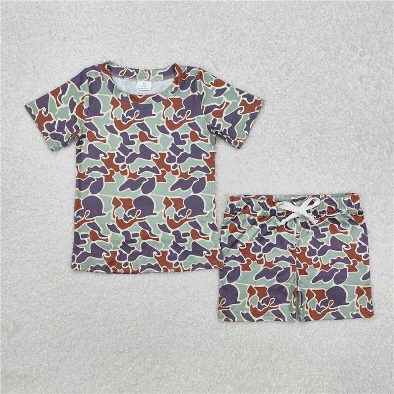 RTS no moq Sibling baby Boys and girls camouflage Short Sleeve Shorts sets
