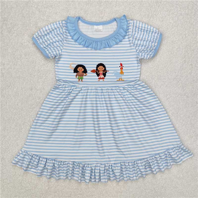 Cute Clothes GSD1582 Baby girl's summer blue striped short-sleeved dress