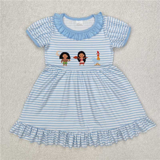 Cute Clothes GSD1582 Baby girl's summer blue striped short-sleeved dress