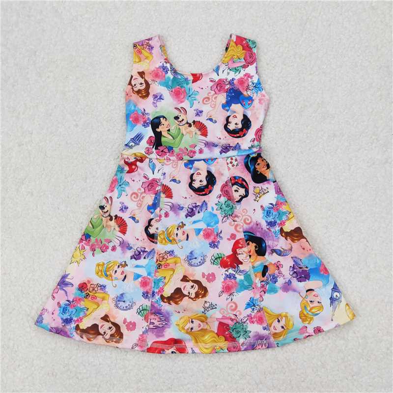 Cute Clothes 	 GSD2136 Baby girl's pink sleeveless yoga dress for summer
