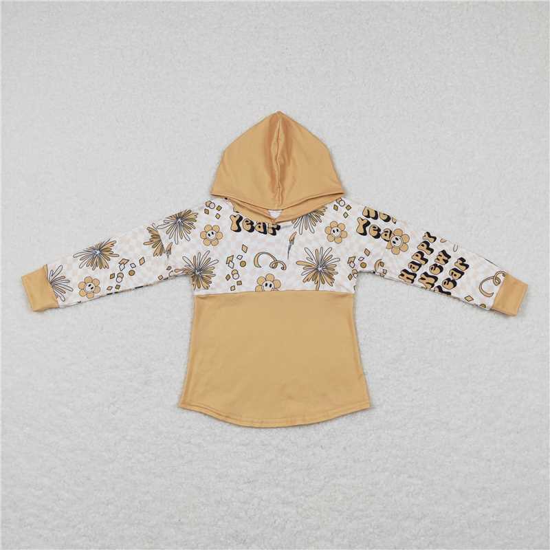 RTS NO MOQ Tan Happy New Year Overalls & Tops & Long Sleeves Set
