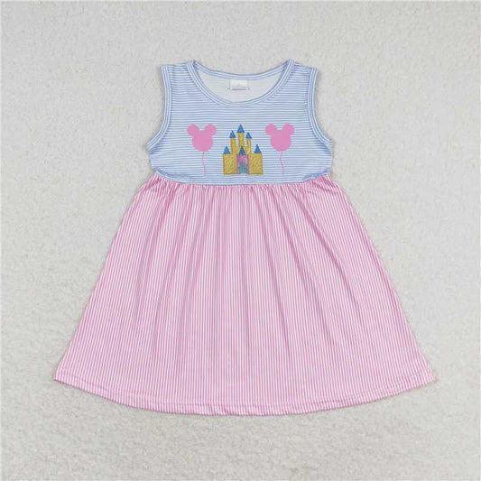 Cute Clothes 	 GSD1052 Baby girl's pink sleeveless dress for summer
