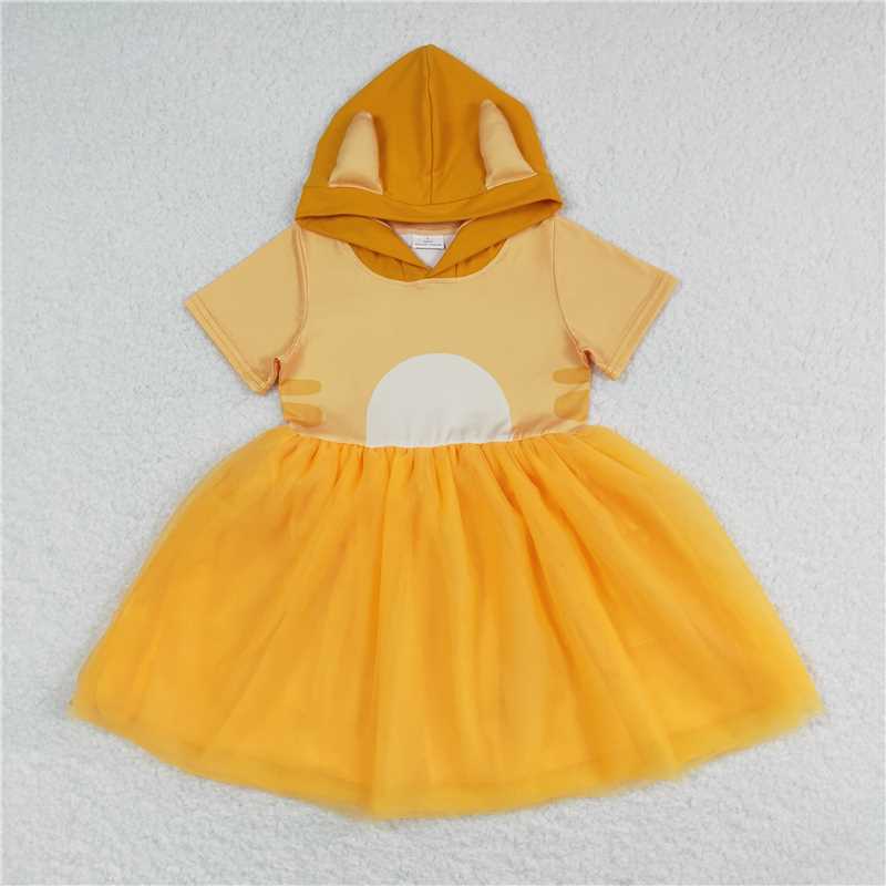 RTS NO MOQ Baby Girl Clothes Short-sleeved dress blue and orange color dress