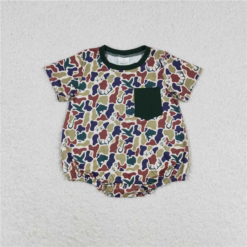 RTS NO MOQ Baby boy clothes camouflage Shorts Sleeve Romper Mixed Sizes