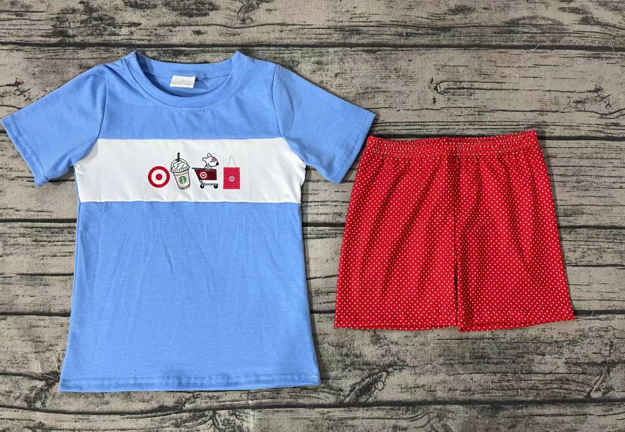 RTS Target puppy target blue short-sleeved red shorts set
