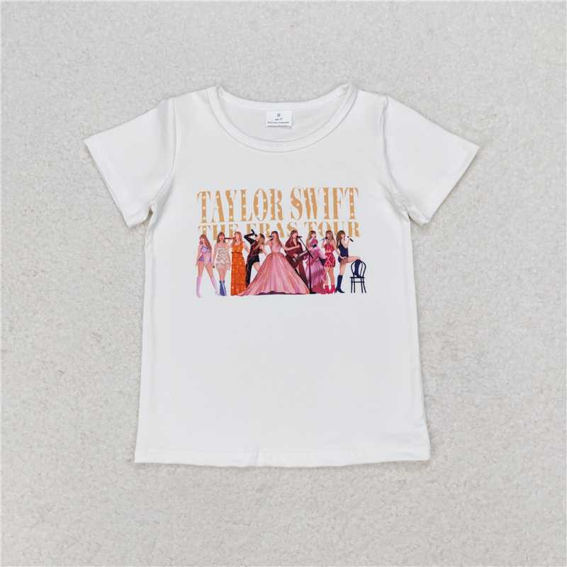 SALES NEW Baby Girls' Eras Tour White Short Sleeve Tee Shirt Singer Tops for Little Girls
