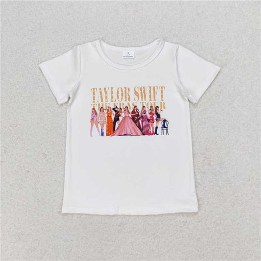 SALES NEW Baby Girls' Eras Tour White Short Sleeve Tee Shirt Singer Tops for Little Girls