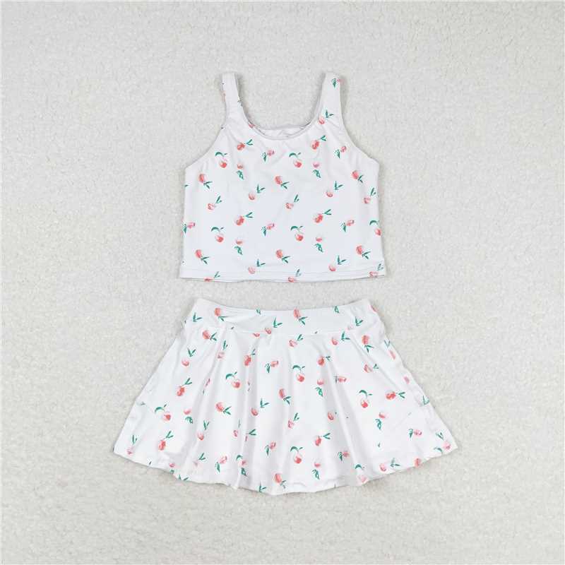 RTS NO MOQ Summer Girls Swimsuit Shorts Skirt Set Sun Protection Fabric