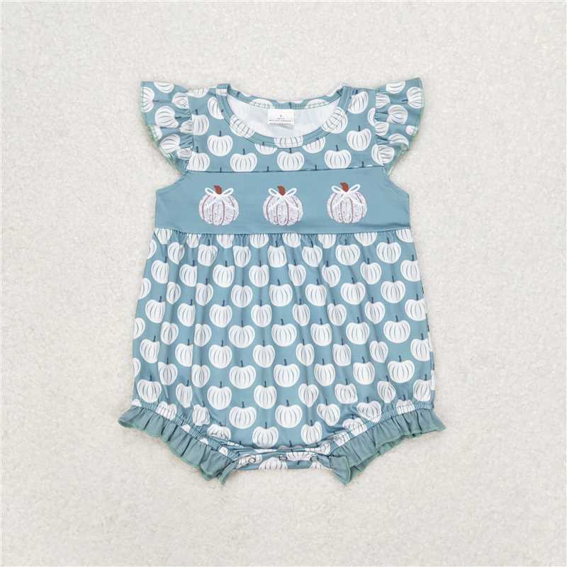 RTS NO MOQ  print  GSPO1532 Pumpkin blue flying sleeve trousers suit