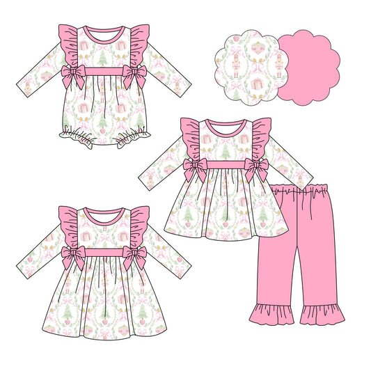 25.6.23 custom each style moq 5eta 4-6week Sibling Sisters Christmas baby girl long sleeve pants sets and dress and rompers match family design