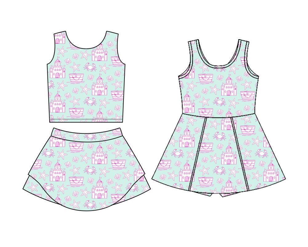 3.28 Custom moq 5 mix size Sibling Baby Girls Sleeveless Top Short Sets Yoga Dress Outfit