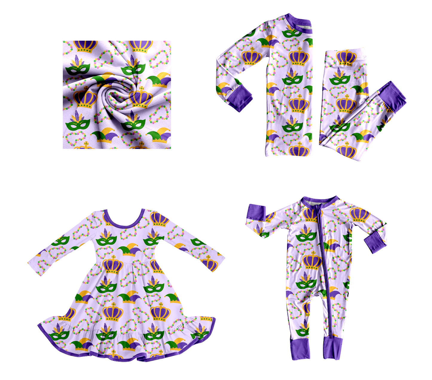 25.9.5 custom each style moq 5eta 4-6week Sibling Sisters mardi gras baby girl long sleeve pants sets and dress and rompers match family design