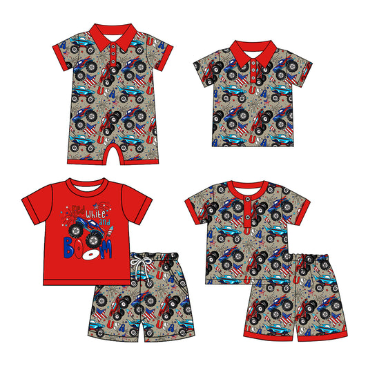4.12 custom each style moq 5eta 4-6week Sibling Sister baby boy sets 1 and sets 2 and boy rompers and top match family design