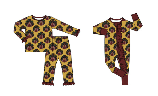 25.7.23 custom each style moq 5eta 4-6week Sibling Sister turkey baby girl long sleeve pants sets and rompers match family design