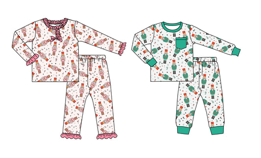 25.8.22 custom each style moq 5 eta 4-6week Sibling Sisters Christmas baby girl long sleeve pants sets 2